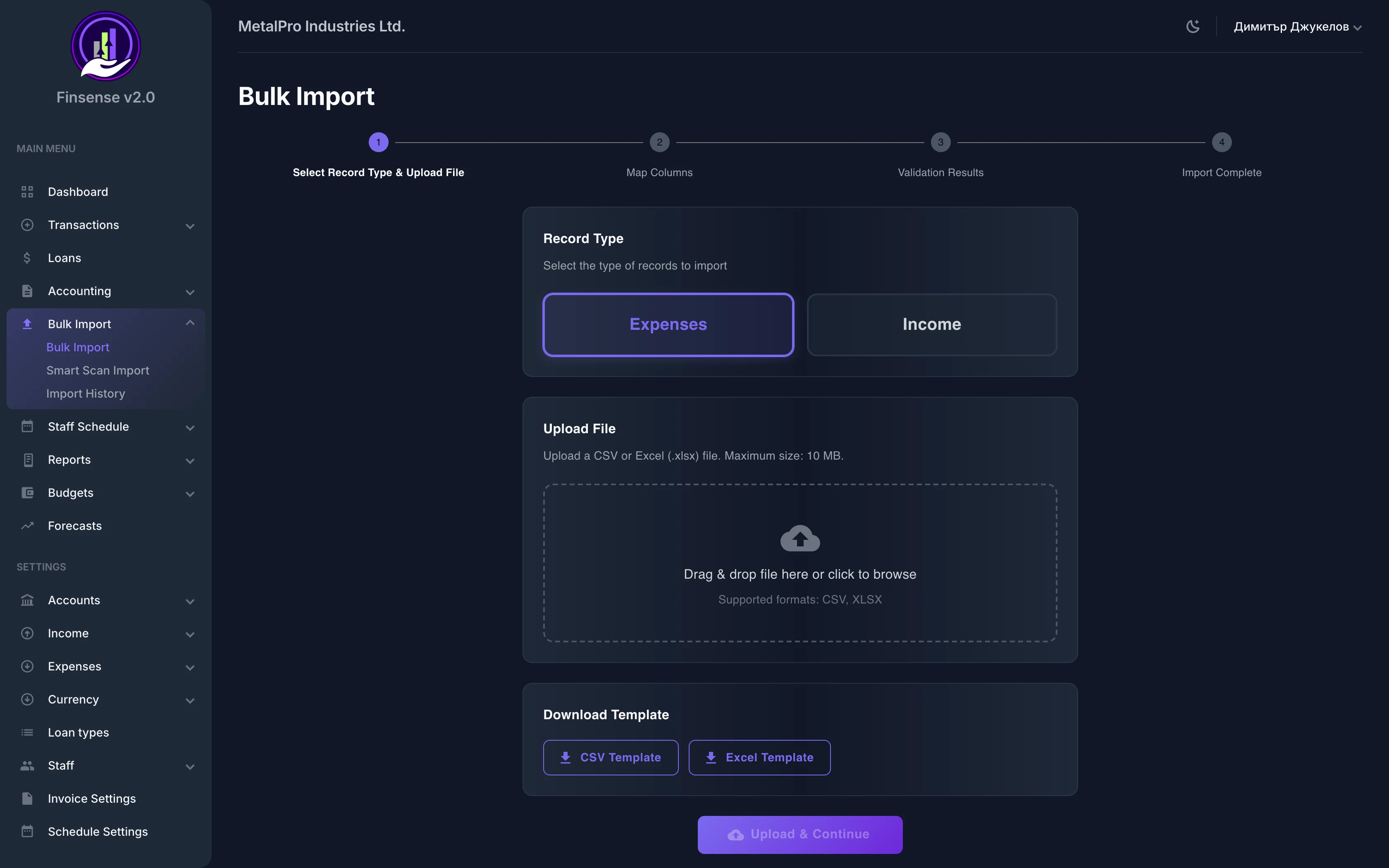 Bulk Import — Finsense