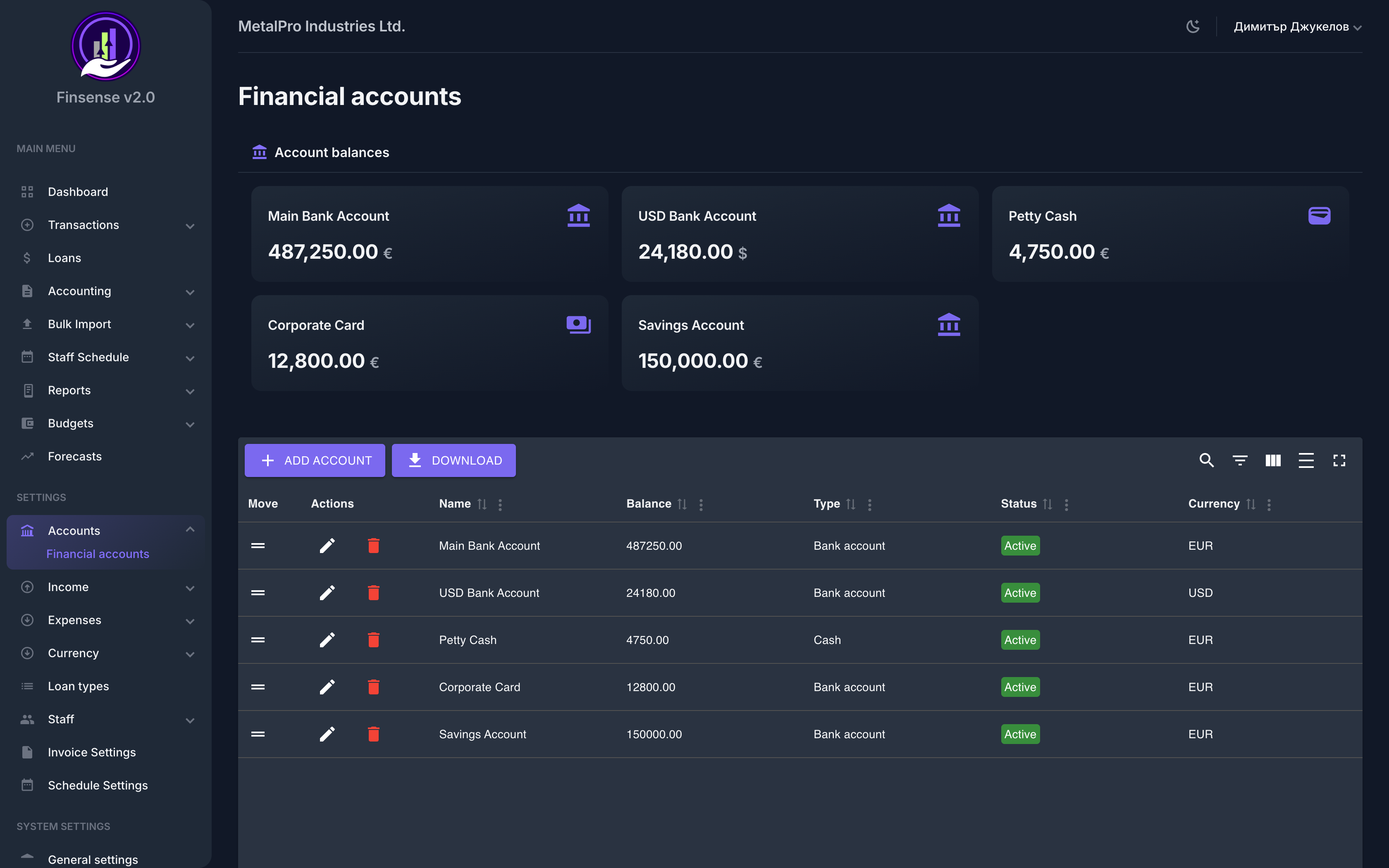 Financial Accounts — Finsense