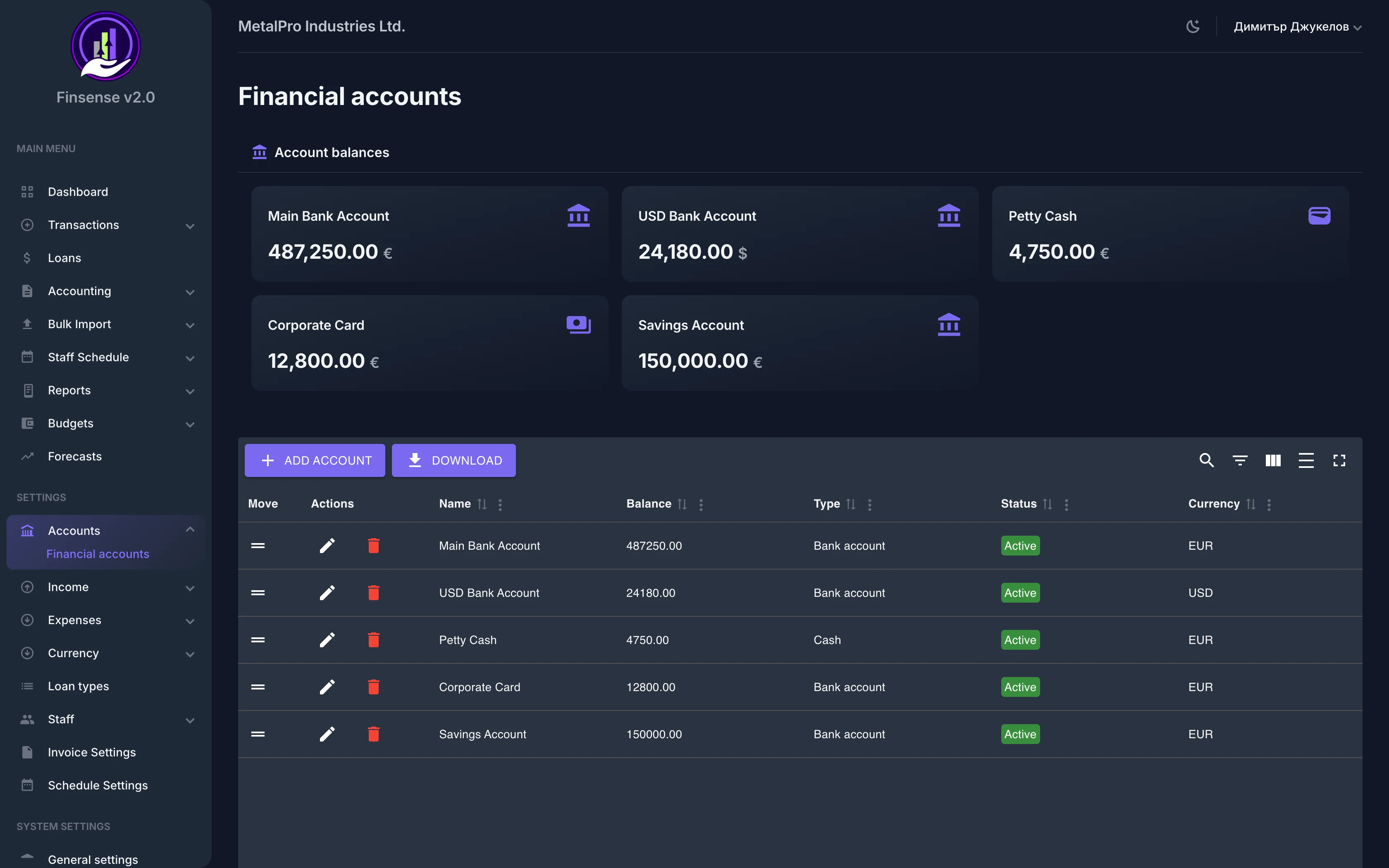 Financial Accounts — Finsense