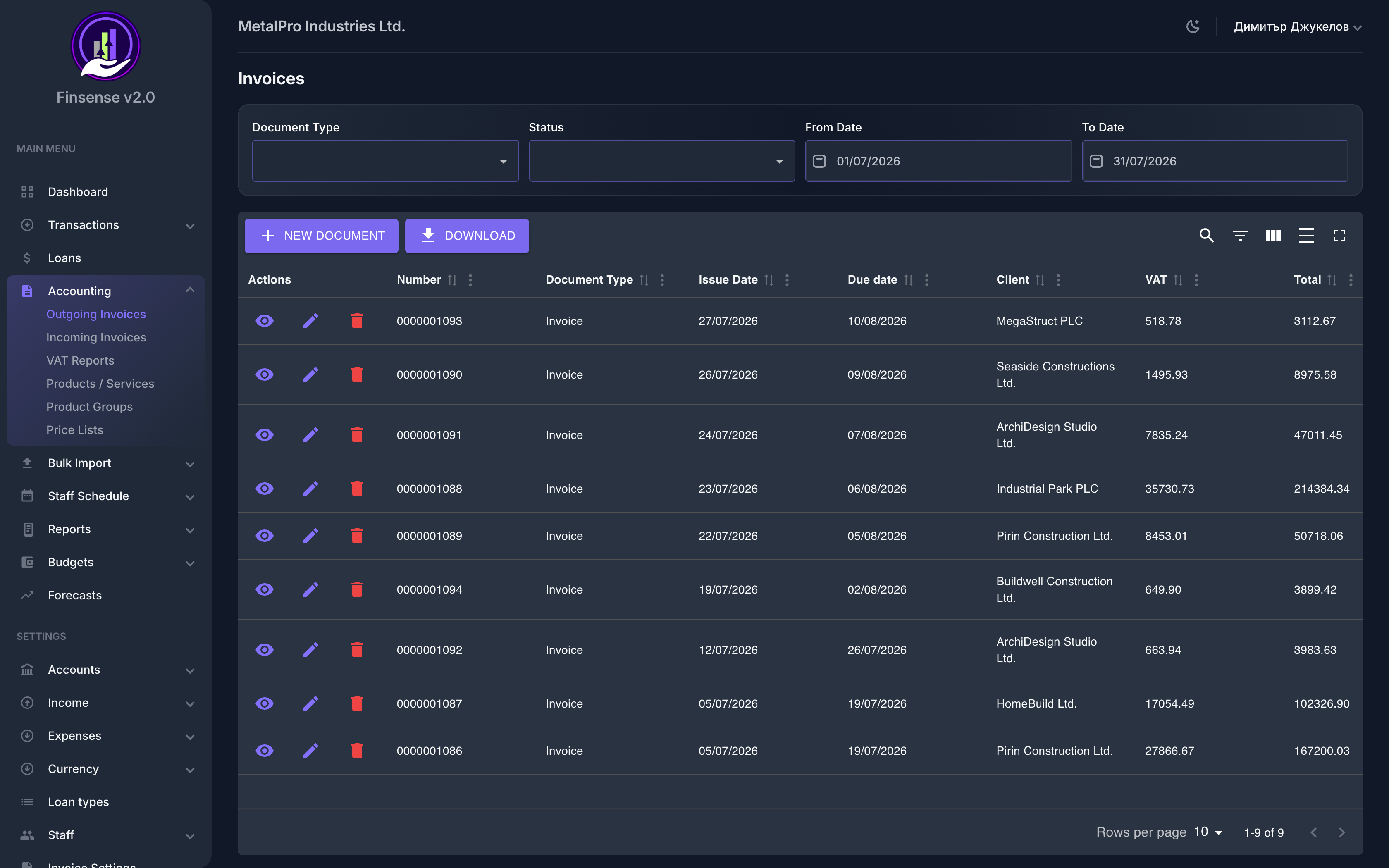 Invoicing — Finsense