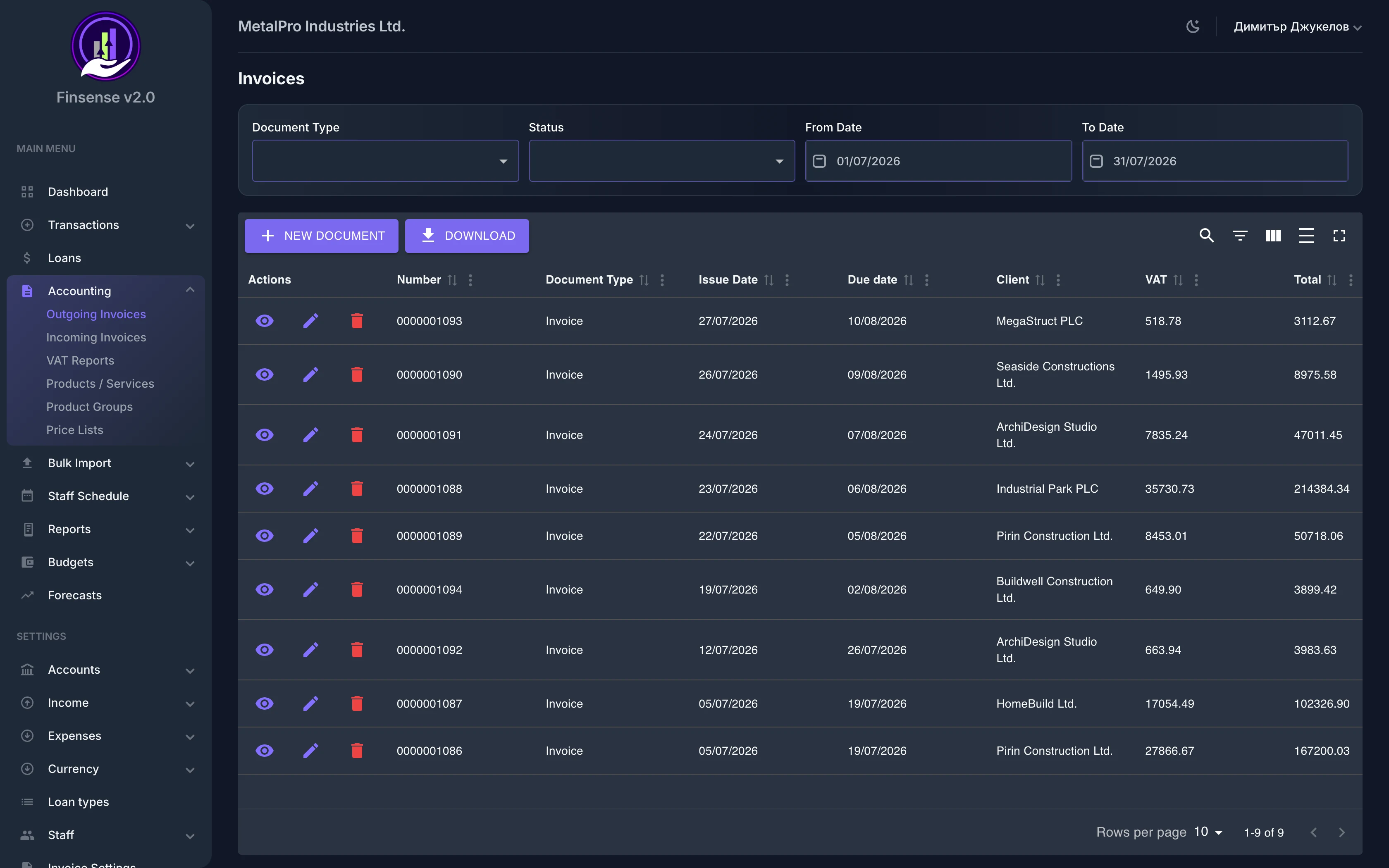 Invoicing — Finsense